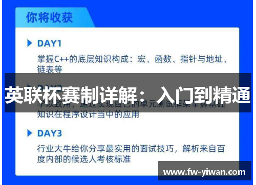 英联杯赛制详解：入门到精通